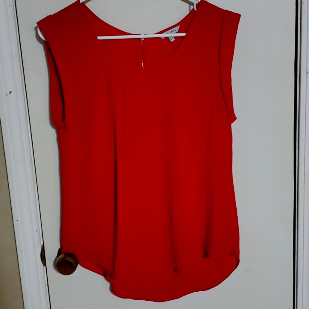 Naked Zebra Vibrant Red Sleeveless Crewneck Blouse